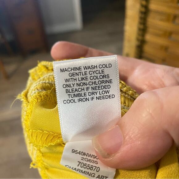 One world Bright Yellow Wide Leg Pants plus size boho 1X hippie comfort palazzo - Picture 10 of 10